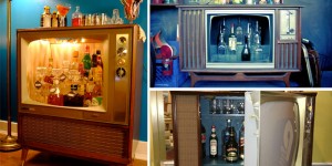 Vintage TV Converted Into A Bar